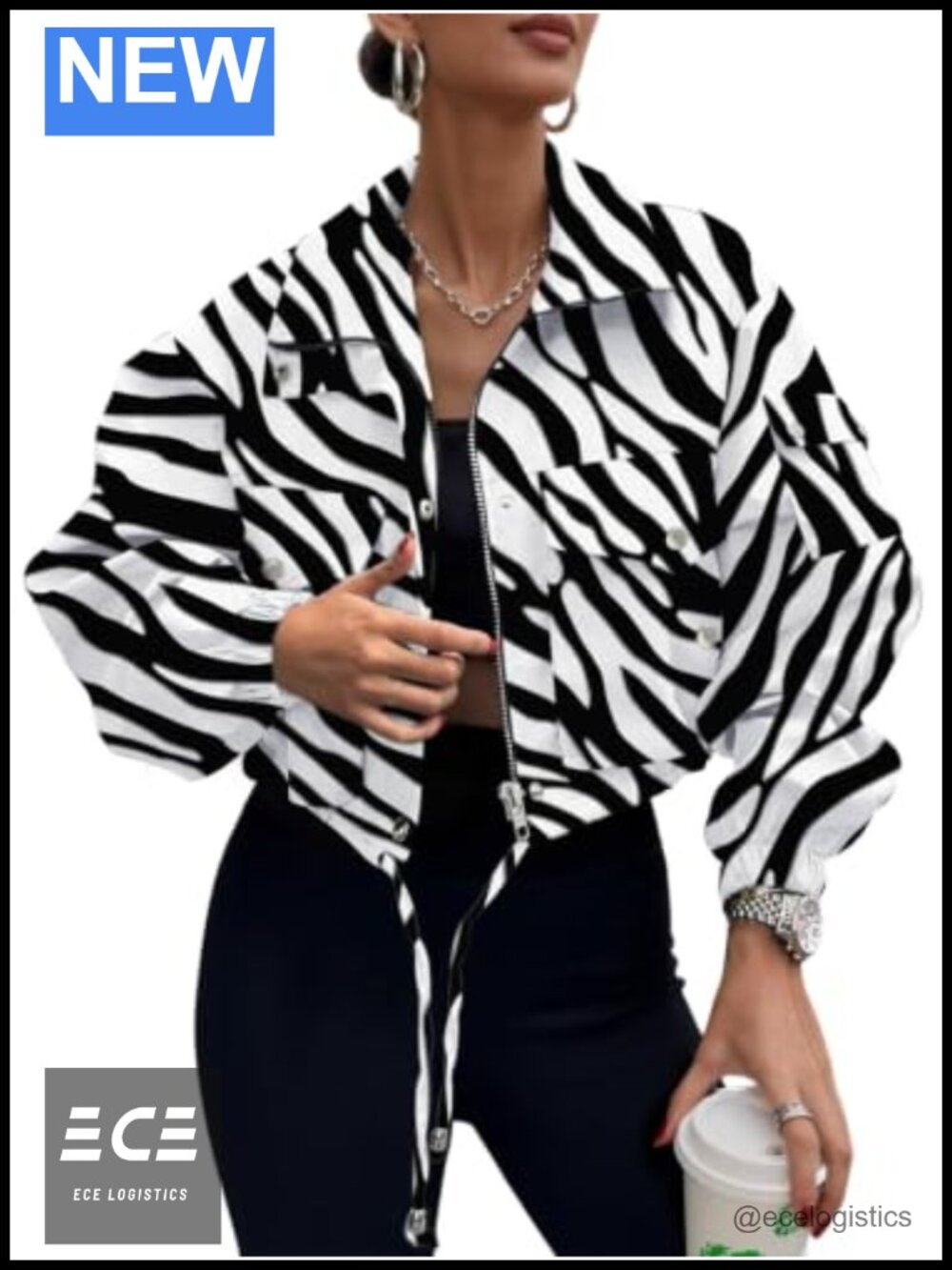 Women's Lightweight Cropped Bomber Jacket Zip Pockets Casual